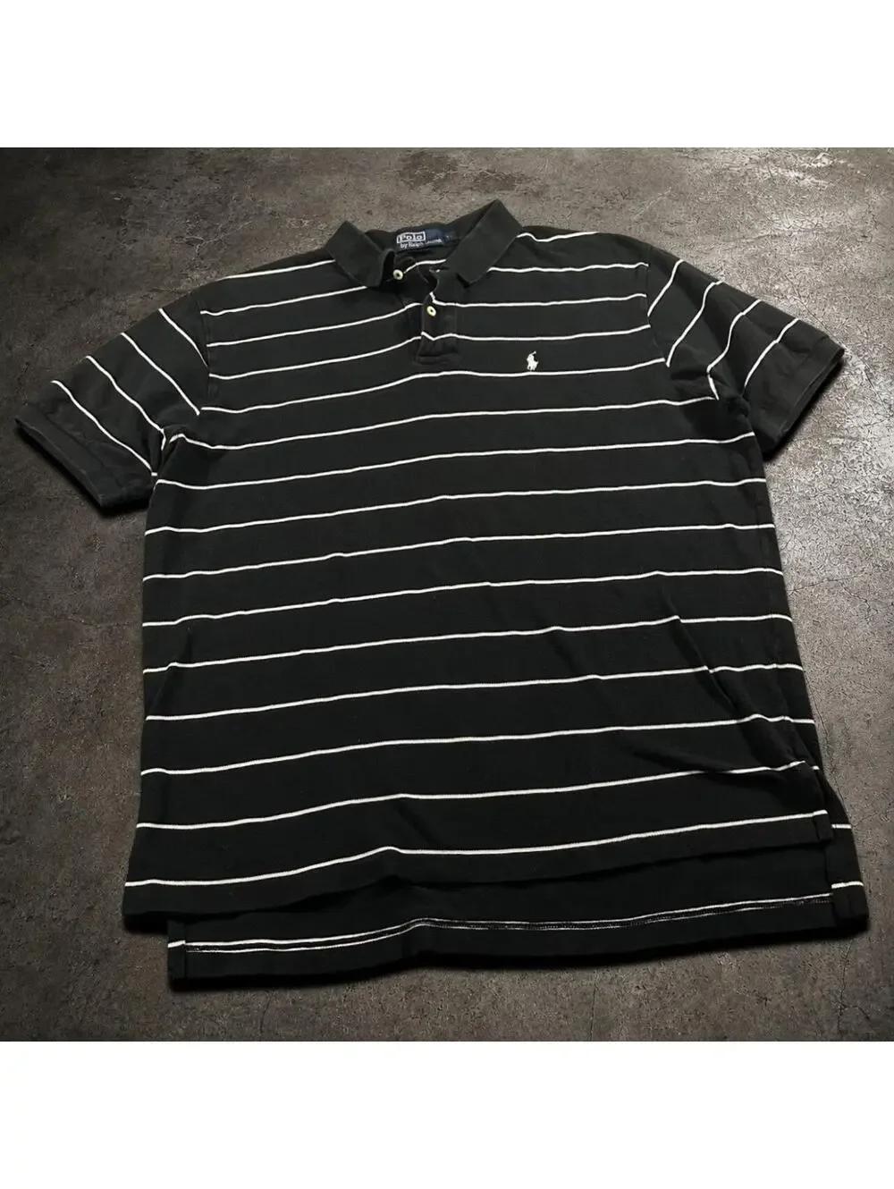 Y2K Vintage Polo Ralph Lauren Black and White Striped Polo Shirt
